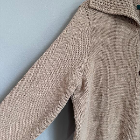 Lauren Ralph Lauren Vintage Fisherman Sweater 90s Y2K Brown Knit Button Shawl 2X - Picture 4 of 11